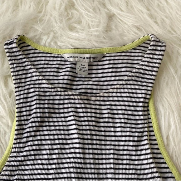 American Eagle Black & White Striped Crop Top - Picture 2 of 7